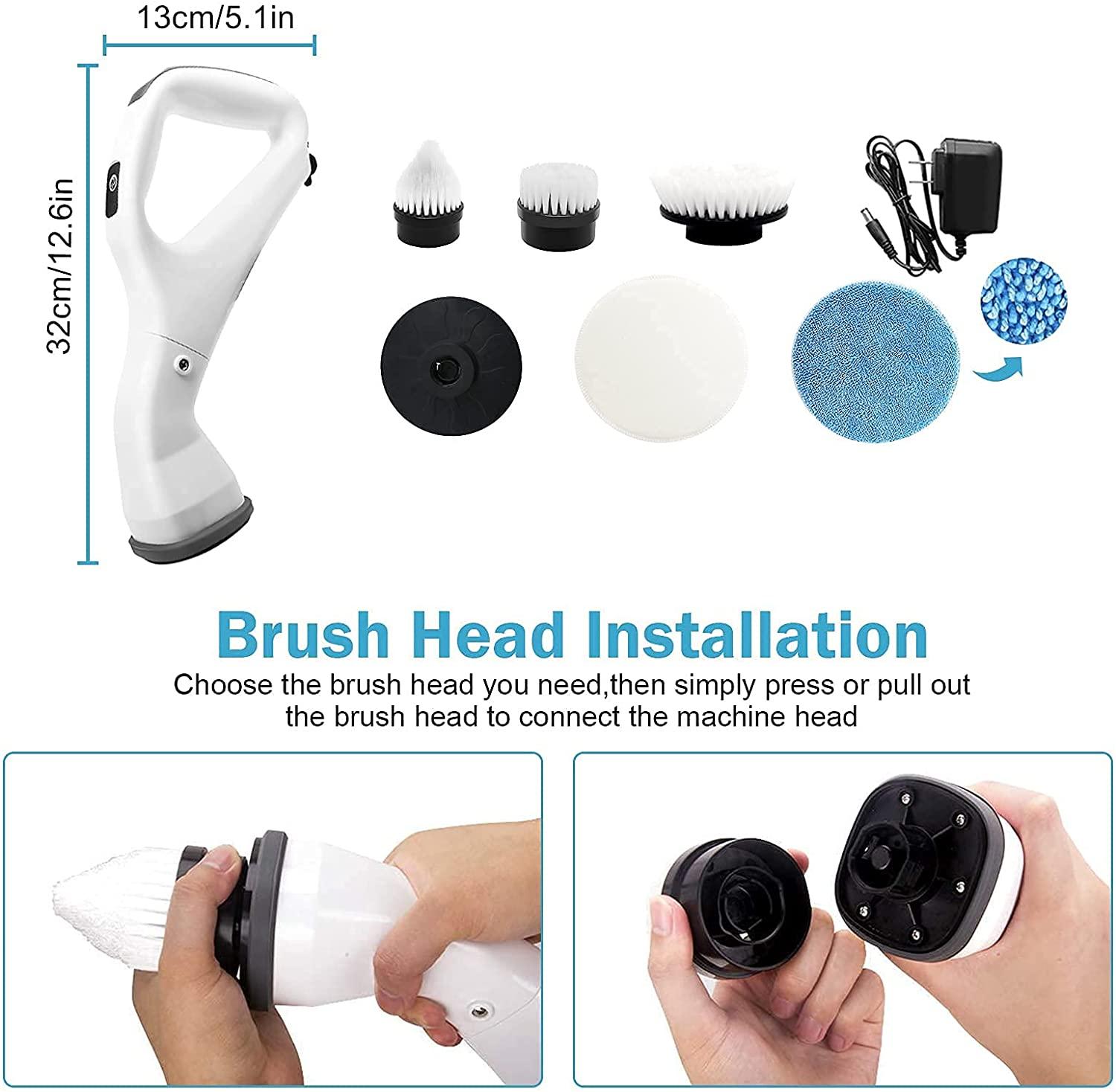 White Handheld Electric Spin Scrubber Brush