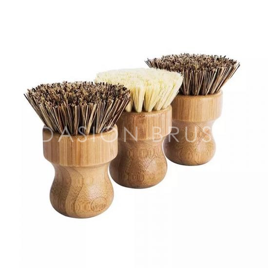 Natürliche Küchengeschirrspülbürste Buchenholz und Bambus Runde Sisalborsten Topfbürste Geschirrreinigungsbürste
 